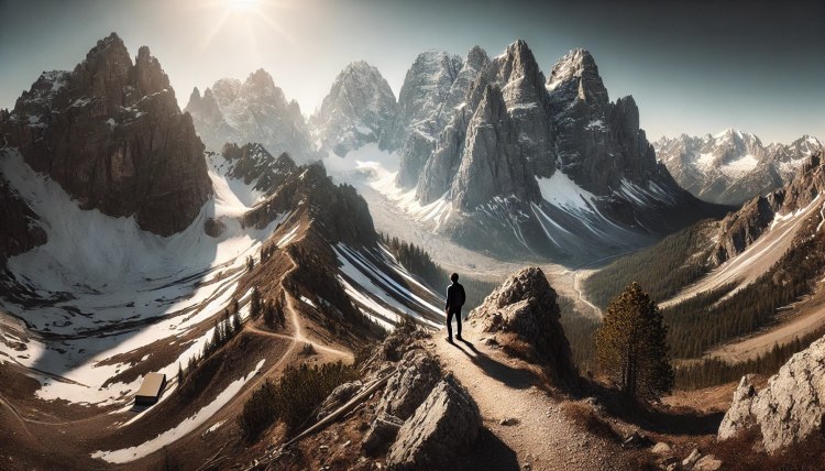 Majestic mountains with snow-capped peaks and challenging trails