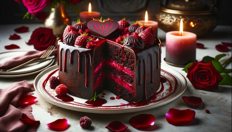 Not Just a Dessert, but a Declaration of Love: Dark Chocolate Beetroot Cake with Raspberry Coulis