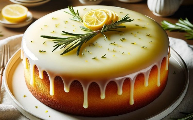 Mediterranean Whisper: Gluten-Free Olive Oil & Rosemary Cake with Zesty Lemon Glaze 