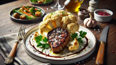 Cauliflower Steak with Truffle Oil and Sea Salt