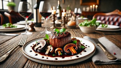 A Sophisticated Dinner Party Dish: Beef Tenderloin with Fig and Mushroom Reduction 