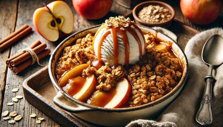 A Warm and Comforting Plant-Based Treat: Vegan Caramel Apple Crumble 