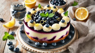 A Light and Refreshing Dessert: Vegetarian Lemon Blueberry Cheesecake 