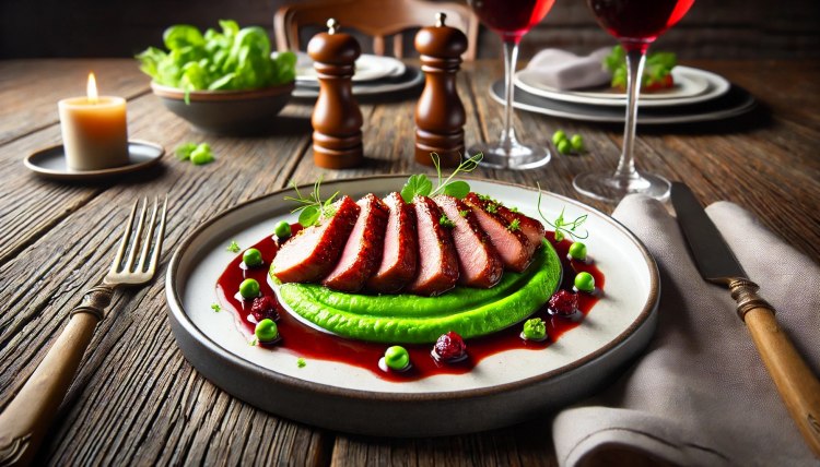  A Sophisticated Twist on Classic Flavors: Cherry-Glazed Duck Breast with Pea Puree