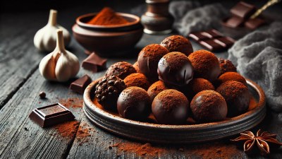 Black Garlic and Chocolate Truffles