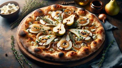 Caramelized Onion and Pear Pizza with Blue Cheese