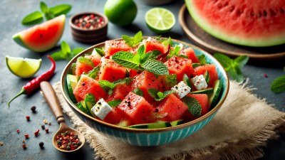 Spicy Watermelon Salad with Mint and Feta