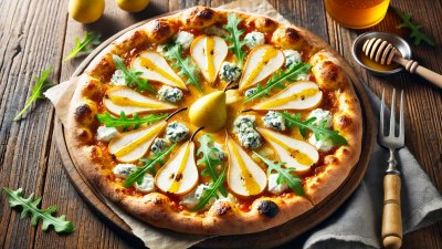 Blue Cheese and Pear Pizza with a Honey Drizzle